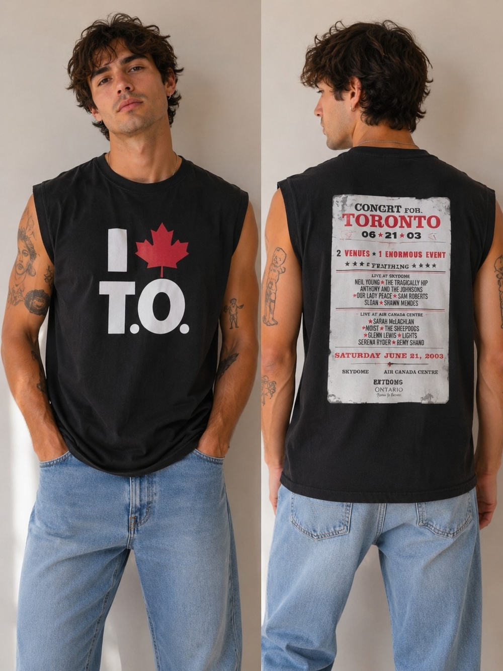 Vintage the hip 'I 🍁 T.O.' Graphic Muscle Tee - Toronto Concert Back Print